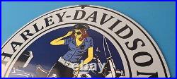 Vintage Harley Davidson Motorcycles Sign Police Biker Gas Girl Porcelain Sign