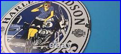 Vintage Harley Davidson Motorcycles Sign Police Biker Gas Girl Porcelain Sign