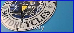 Vintage Harley Davidson Motorcycles Sign Police Biker Gas Girl Porcelain Sign