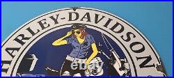 Vintage Harley Davidson Motorcycles Sign Police Biker Gas Girl Porcelain Sign