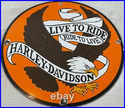 Vintage Harley Davidson Porcelain Dealer Sign Gas Station Motorcycle Oil Eagle