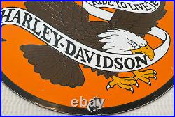 Vintage Harley Davidson Porcelain Dealer Sign Gas Station Motorcycle Oil Eagle