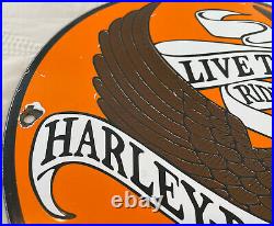 Vintage Harley Davidson Porcelain Dealer Sign Gas Station Motorcycle Oil Eagle