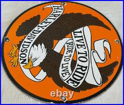 Vintage Harley Davidson Porcelain Dealer Sign Gas Station Motorcycle Oil Eagle