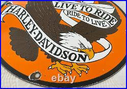 Vintage Harley Davidson Porcelain Dealer Sign Gas Station Motorcycle Oil Eagle