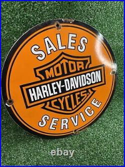Vintage Harley Davidson Porcelain Sign Dealer Sales Service Advertising Plaque