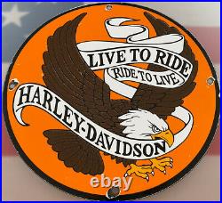 Vintage Harley Davidson Porcelain Sign Gas Station Motor Oil Indian Eagle Hog