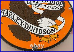 Vintage Harley Davidson Porcelain Sign Gas Station Motor Oil Indian Eagle Hog