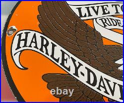 Vintage Harley Davidson Porcelain Sign Gas Station Motor Oil Indian Eagle Hog