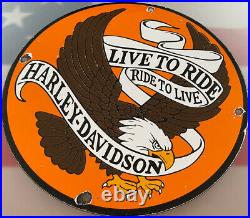 Vintage Harley Davidson Porcelain Sign Gas Station Motor Oil Indian Eagle Hog