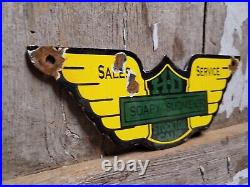 Vintage Harley Davidson Porcelain Sign Sudmeier Motorcycle Dealer Wings Oil Gas