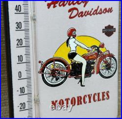 Vintage Harley Davidson Porcelain Thermometer Motor Oil Service Station Pump