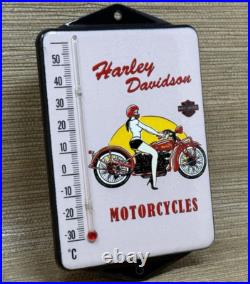 Vintage Harley Davidson Porcelain Thermometer Motor Oil Service Station Pump