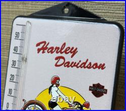 Vintage Harley Davidson Porcelain Thermometer Motor Oil Service Station Pump