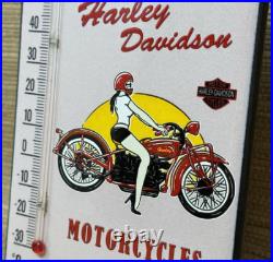 Vintage Harley Davidson Porcelain Thermometer Motor Oil Service Station Pump