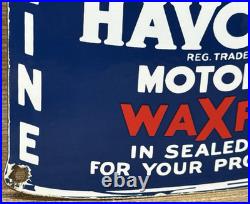 Vintage Havoline Motor Oil Can Porcelain Sign Gasoline Gas Station Pump Plate