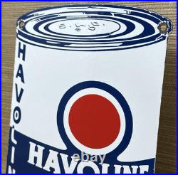 Vintage Havoline Motor Oil Can Porcelain Sign Gasoline Gas Station Pump Plate