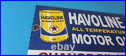 Vintage Havoline Motor Oil Sign Gas Pump Change Now Porcelain Enamel Sign