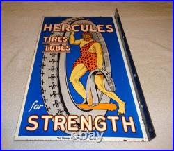 Vintage Hercules Tires & Tubes 20 Porcelain Metal Gasoline Oil Ds Flange Sign