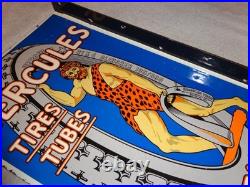 Vintage Hercules Tires & Tubes 20 Porcelain Metal Gasoline Oil Ds Flange Sign
