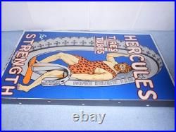 Vintage Hercules Tires & Tubes 20 Porcelain Metal Gasoline Oil Ds Flange Sign