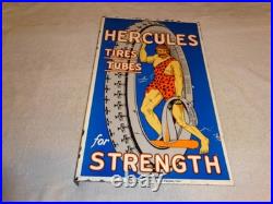 Vintage Hercules Tires & Tubes 20 Porcelain Metal Gasoline Oil Ds Flange Sign