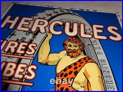 Vintage Hercules Tires & Tubes 20 Porcelain Metal Gasoline Oil Ds Flange Sign