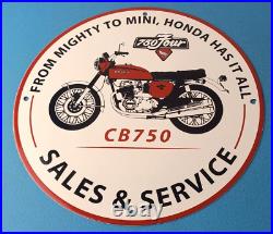 Vintage Honda Motorcycle Sign Biker Automobile Gas Pump Service Porcelain Sign