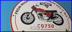 Vintage Honda Motorcycle Sign Biker Automobile Gas Pump Service Porcelain Sign