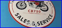 Vintage Honda Motorcycle Sign Biker Automobile Gas Pump Service Porcelain Sign