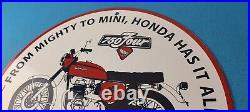 Vintage Honda Motorcycle Sign Biker Automobile Gas Pump Service Porcelain Sign