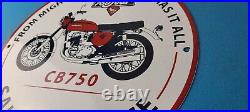 Vintage Honda Motorcycle Sign Biker Automobile Gas Pump Service Porcelain Sign