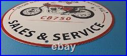 Vintage Honda Motorcycle Sign Biker Automobile Gas Pump Service Porcelain Sign