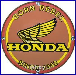 Vintage Honda Porcelain Sign Gas Oil Garage Repair Motorcycle Auto Lawn Plane