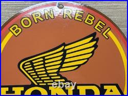 Vintage Honda Porcelain Sign Gas Oil Garage Repair Motorcycle Auto Lawn Plane