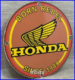 Vintage Honda Porcelain Sign Gas Oil Garage Repair Motorcycle Auto Lawn Plane