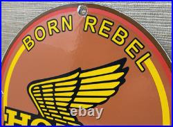 Vintage Honda Porcelain Sign Gas Oil Garage Repair Motorcycle Auto Lawn Plane