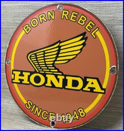 Vintage Honda Porcelain Sign Gas Oil Garage Repair Motorcycle Auto Lawn Plane