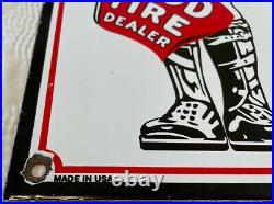 Vintage Hood Tire Dealer Porcelain Sign Gas Oil Pump Plate Service Station Rare