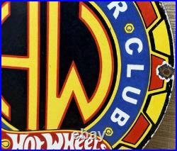 Vintage Hot Wheels Porcelain Sign Dealership Gas Station Dino Motor Oil