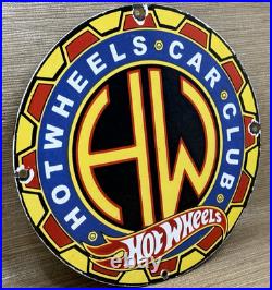 Vintage Hot Wheels Porcelain Sign Dealership Gas Station Dino Motor Oil