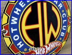 Vintage Hot Wheels Porcelain Sign Dealership Gas Station Dino Motor Oil
