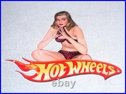 Vintage Hot Wheels Woman? 12 Metal? Race Car Gasoline Oil Advertising Sign