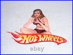 Vintage Hot Wheels Woman? 12 Metal? Race Car Gasoline Oil Advertising Sign