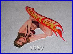 Vintage Hot Wheels Woman? 12 Metal? Race Car Gasoline Oil Advertising Sign