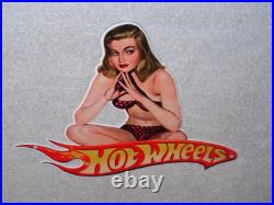 Vintage Hot Wheels Woman? 12 Metal? Race Car Gasoline Oil Advertising Sign