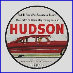 Vintage Hudson 1928 Oil Porcelain Gas Pump Sign