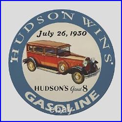 Vintage Hudson Gasoline 1930 Oil Porcelain Gas Pump Sign