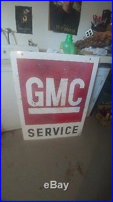 Vintage Huge 41 RARE GMC truck Sales Service Car Dealer Oil Gas Porcelain Sign