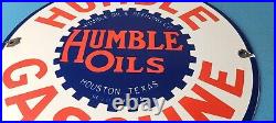 Vintage Humble Gasoline Sign Porcelain Gas Motor Oil Service Pump Sign